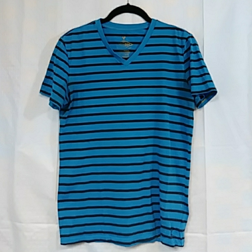American Eagle Blue/Black Striped T-shirt XS